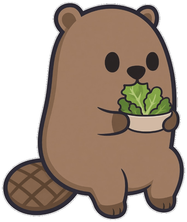Gutty mascot holding a salad